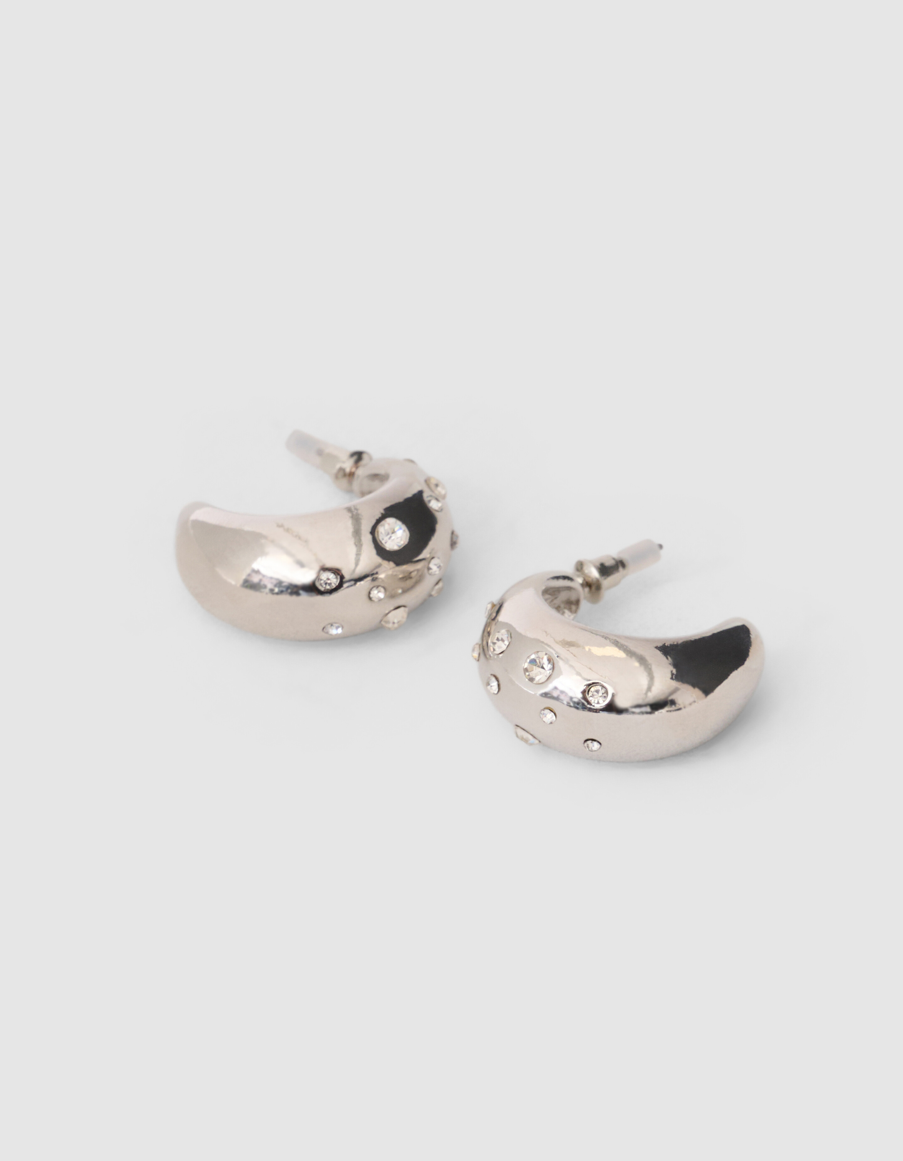 Strass Small Hoop Oorbellen Zilver SHOEBY ACCESSOIRES