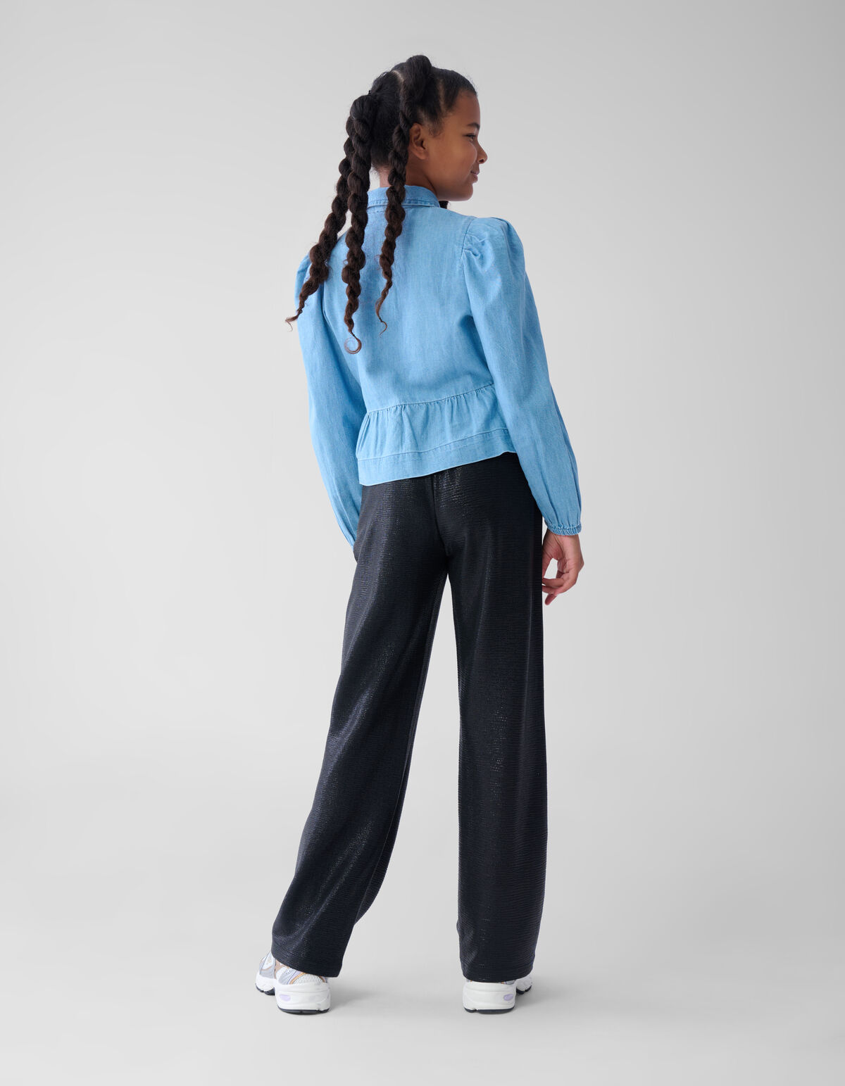 Denim Bow Blouse Blauw SHOEBY GIRLS