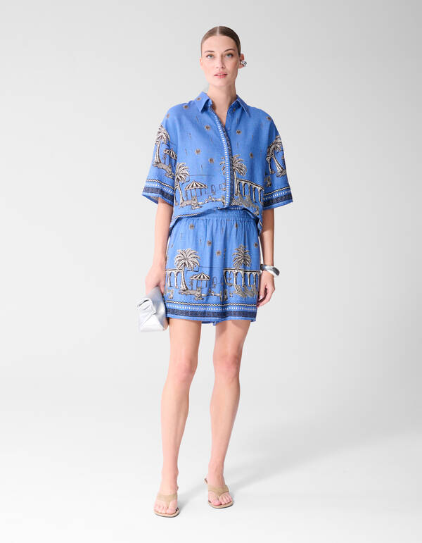 Palm Print Short Blauw SHOEBY WOMEN