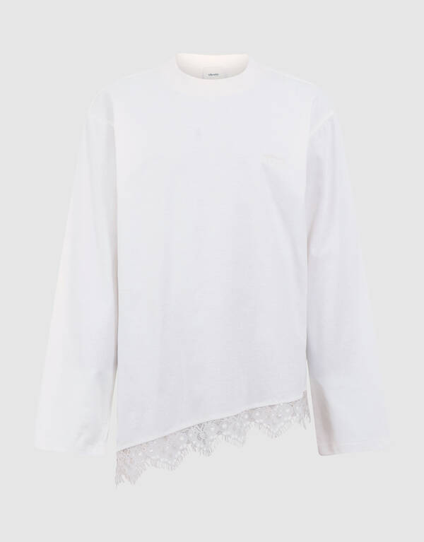 Asymmetrische Kanten Longsleeve T-shirt Wit SHOEBY GIRLS