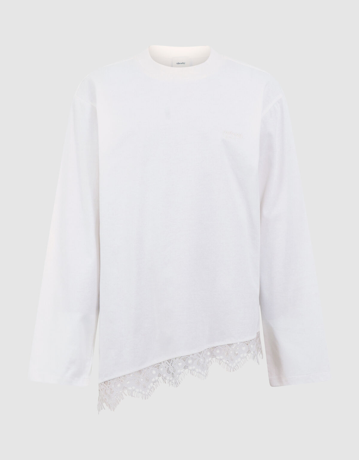 Asymmetrische Kanten Longsleeve T-shirt Wit SHOEBY GIRLS