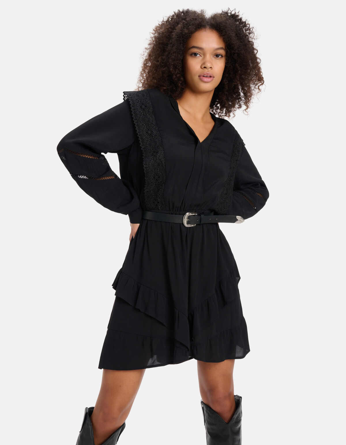Kanten Tape Jurk Zwart SHOEBY WOMEN