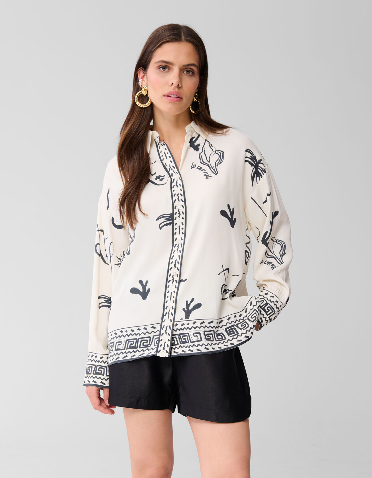 Printed Dessert Blouse Zwart/Wit SHOEBY WOMEN