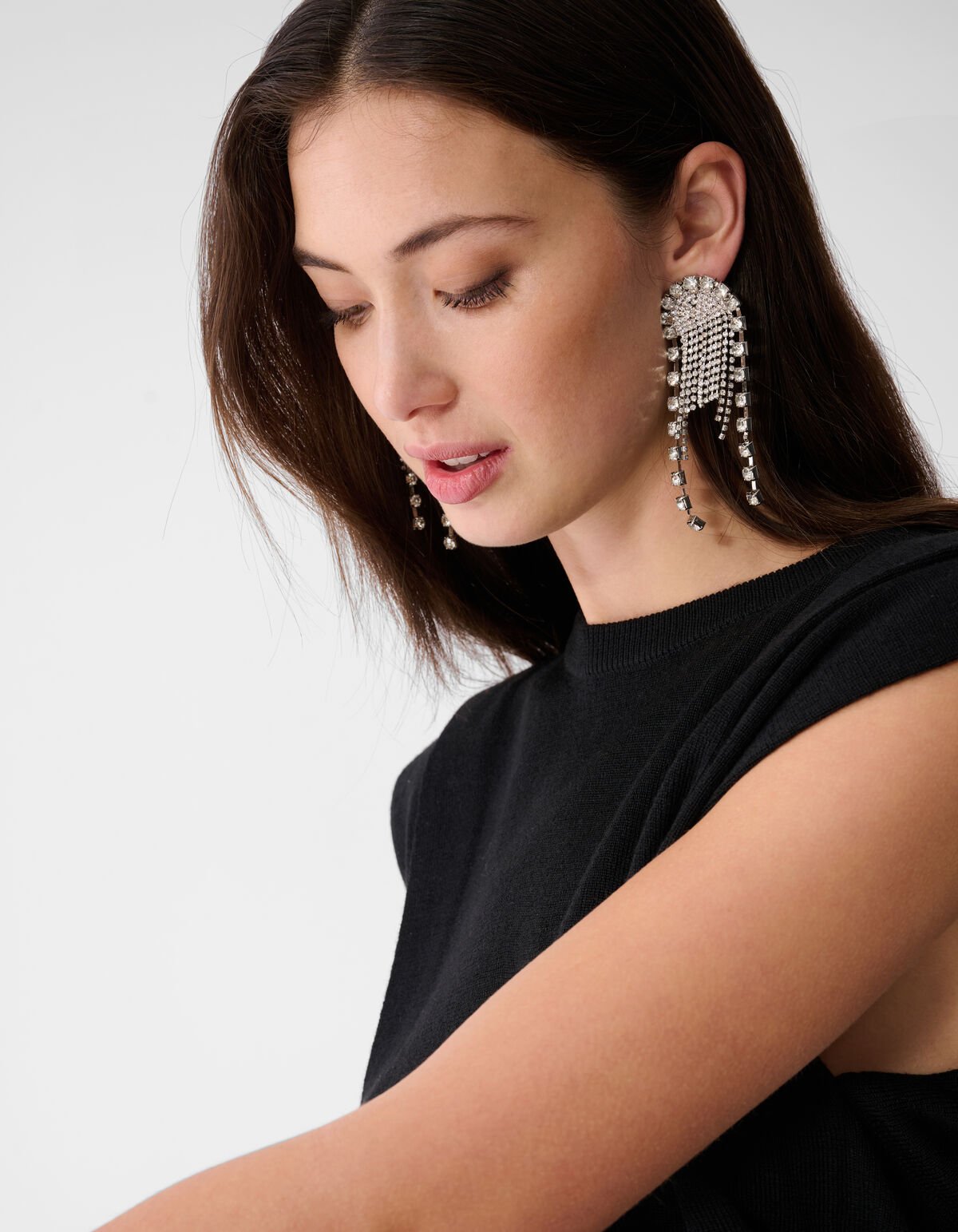 Pleated Shoulder Top Zwart SHOEBY WOMEN