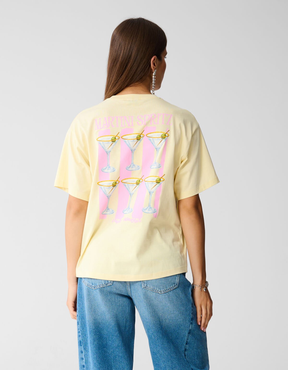 Cocktail Artwork T-shirt Lichtgeel SHOEBY WOMEN