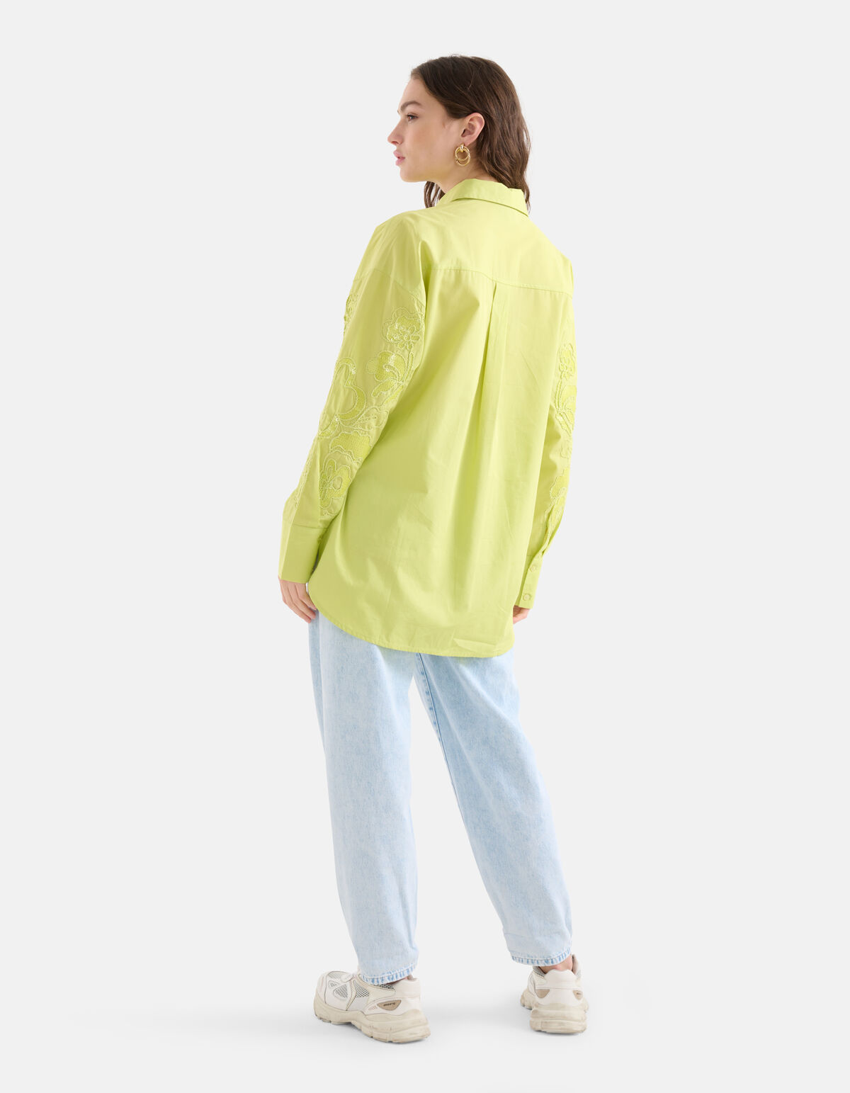 Pailletten Poplin Blouse Limoengroen SHOEBY WOMEN