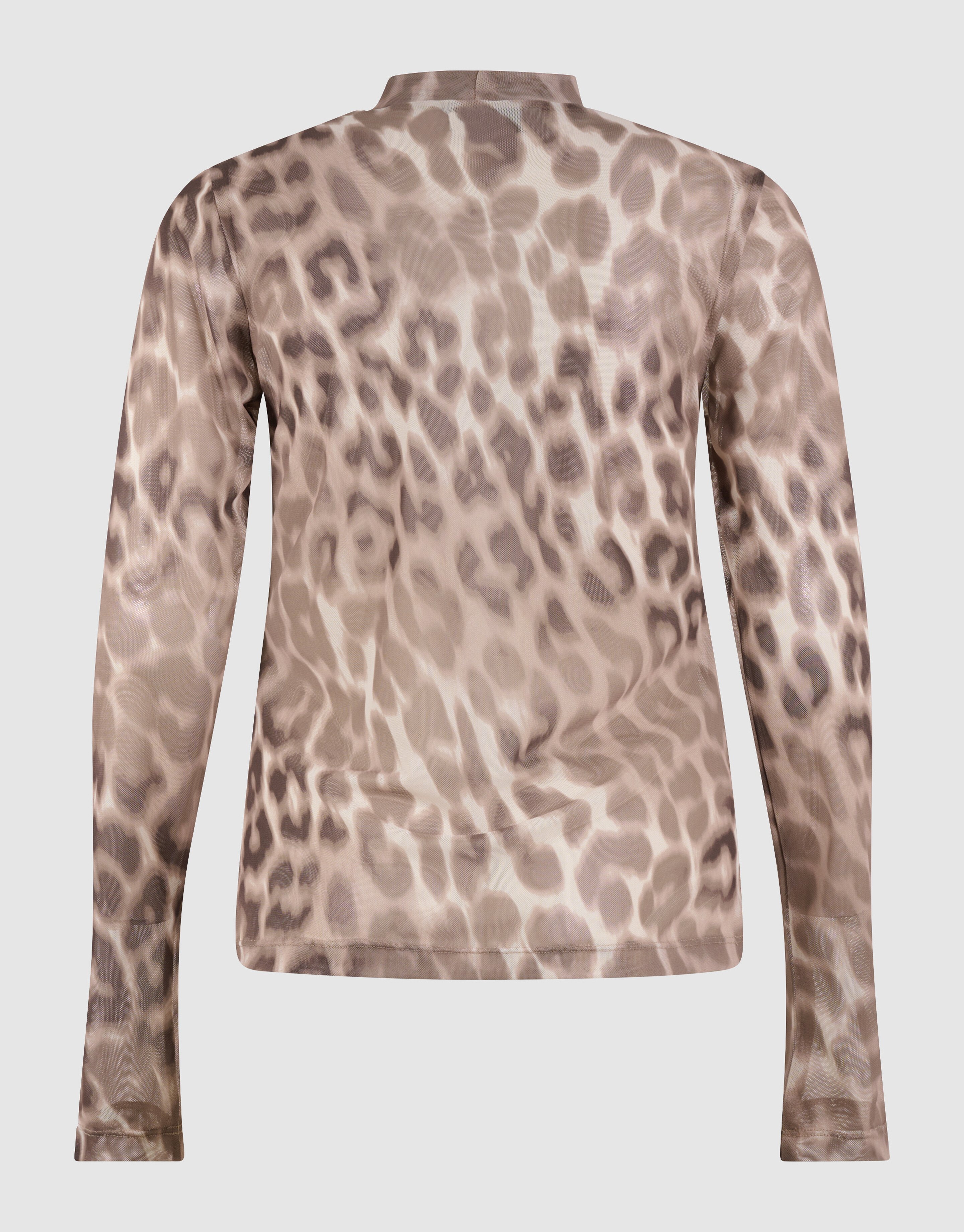 Mesh Leopard Longsleeve Top Lichtbruin SHOEBY WOMEN