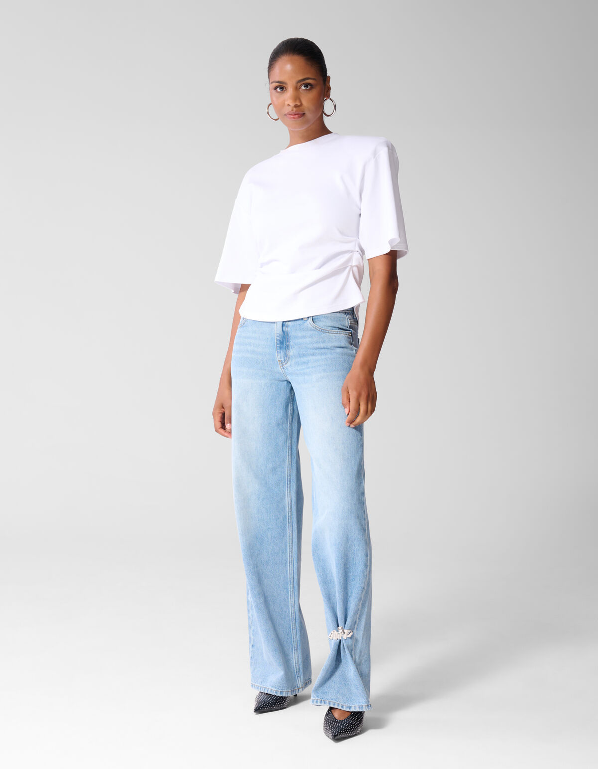 Mid Waist Wide Leg Fit Jeans Mediumstone SHOEBY WOMEN
