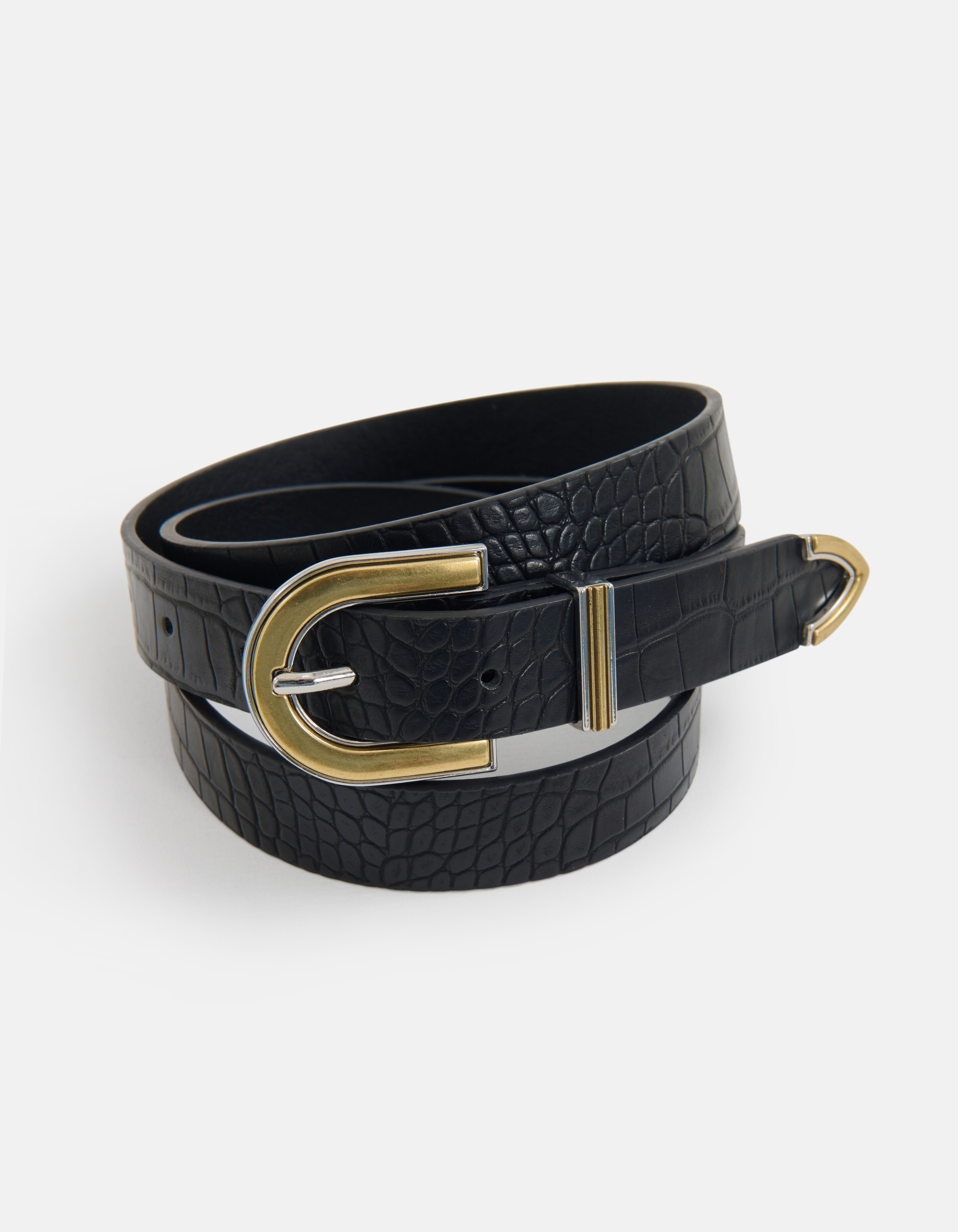 Croco Buckle Riem Zwart SHOEBY ACCESSOIRES