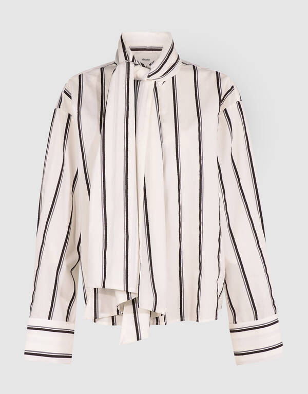 Gestreepte Jacquard Blouse Gebroken Wit By Mieke SHOEBY WOMEN