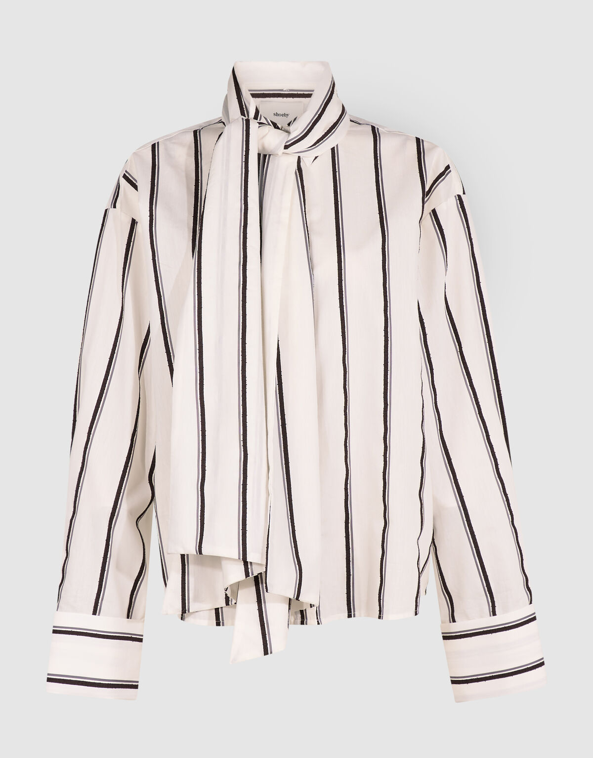 Gestreepte Jacquard Blouse Gebroken Wit By Mieke SHOEBY WOMEN