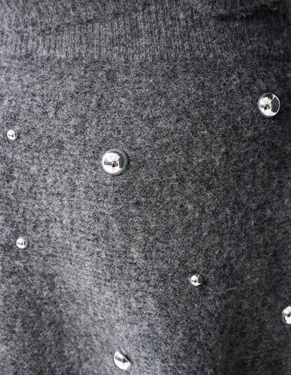Gebreide Studded Mini Rok Grijs SHOEBY WOMEN