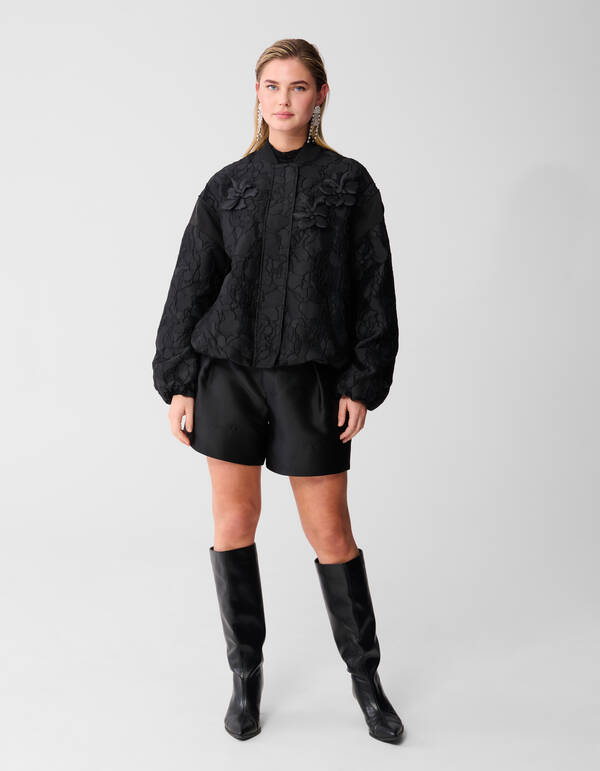 Flower Jacquard Bomber Zwart SHOEBY WOMEN