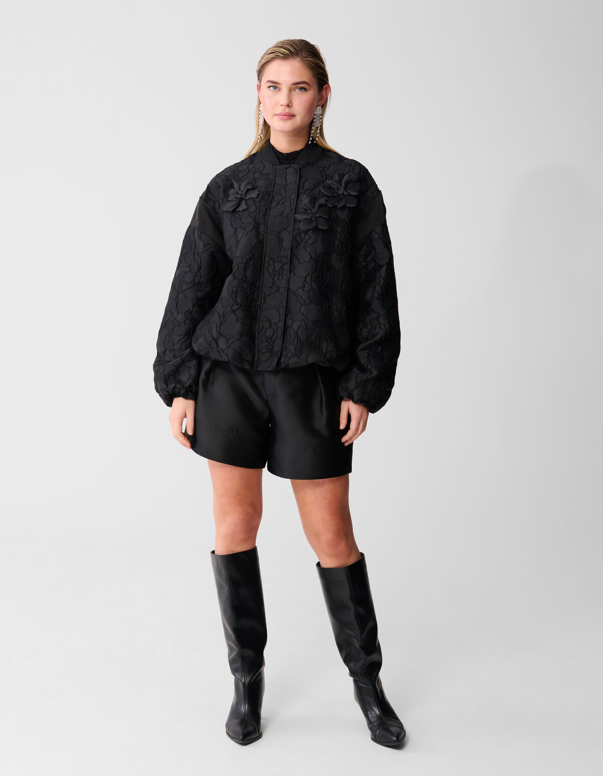 Flower Jacquard Bomber Zwart SHOEBY WOMEN