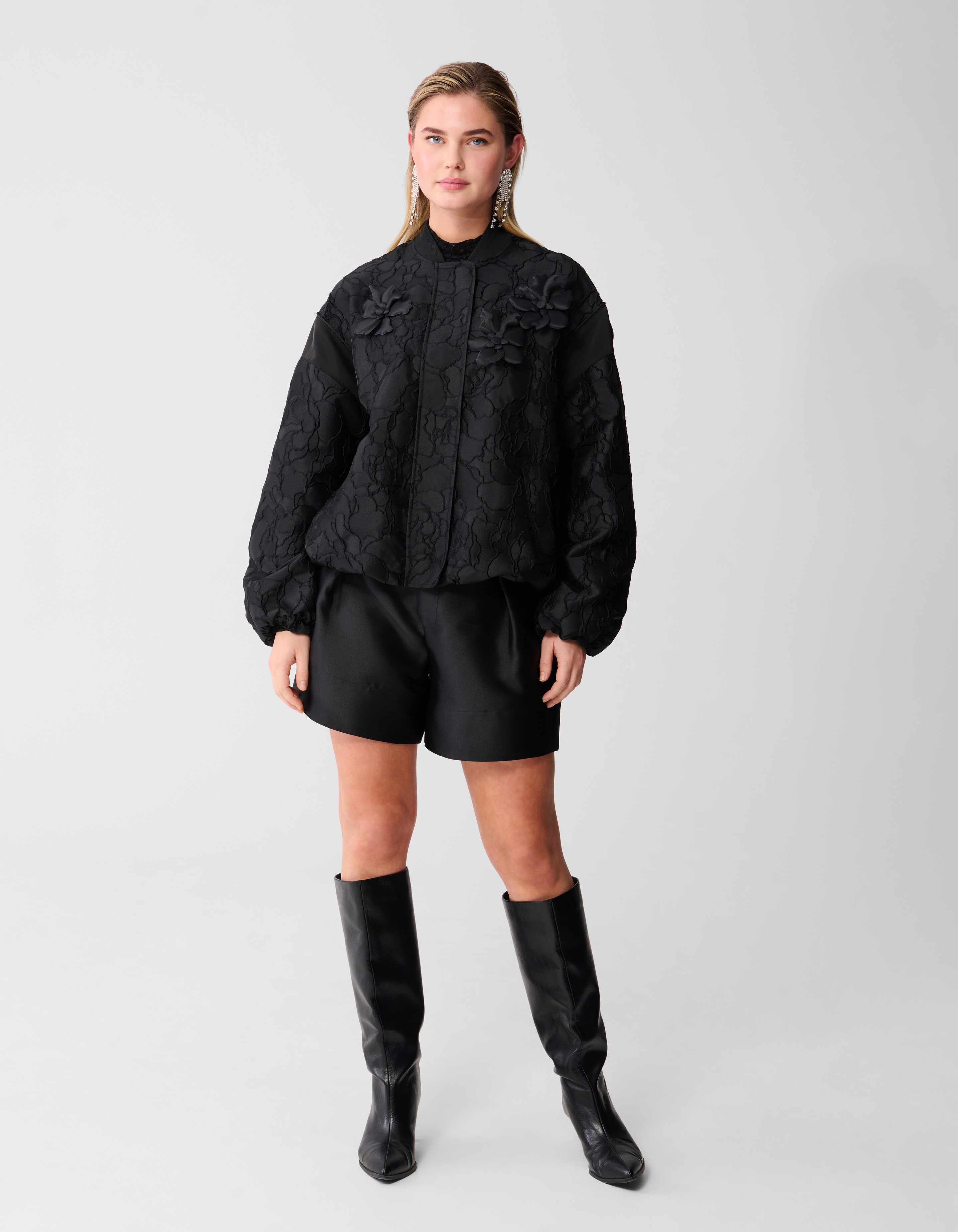 Flower Jacquard Bomber Zwart SHOEBY WOMEN