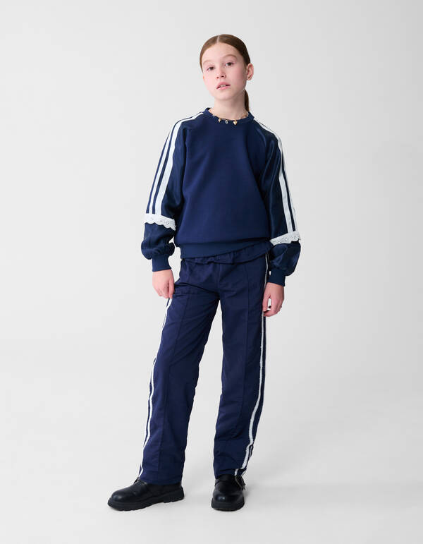 Satijnen Kanten Sweater Donkerblauw SHOEBY GIRLS