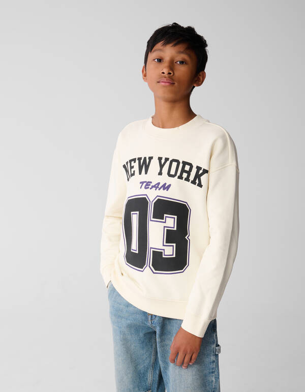 New York Artwork Sweater Gebroken Wit SHOEBY BOYS