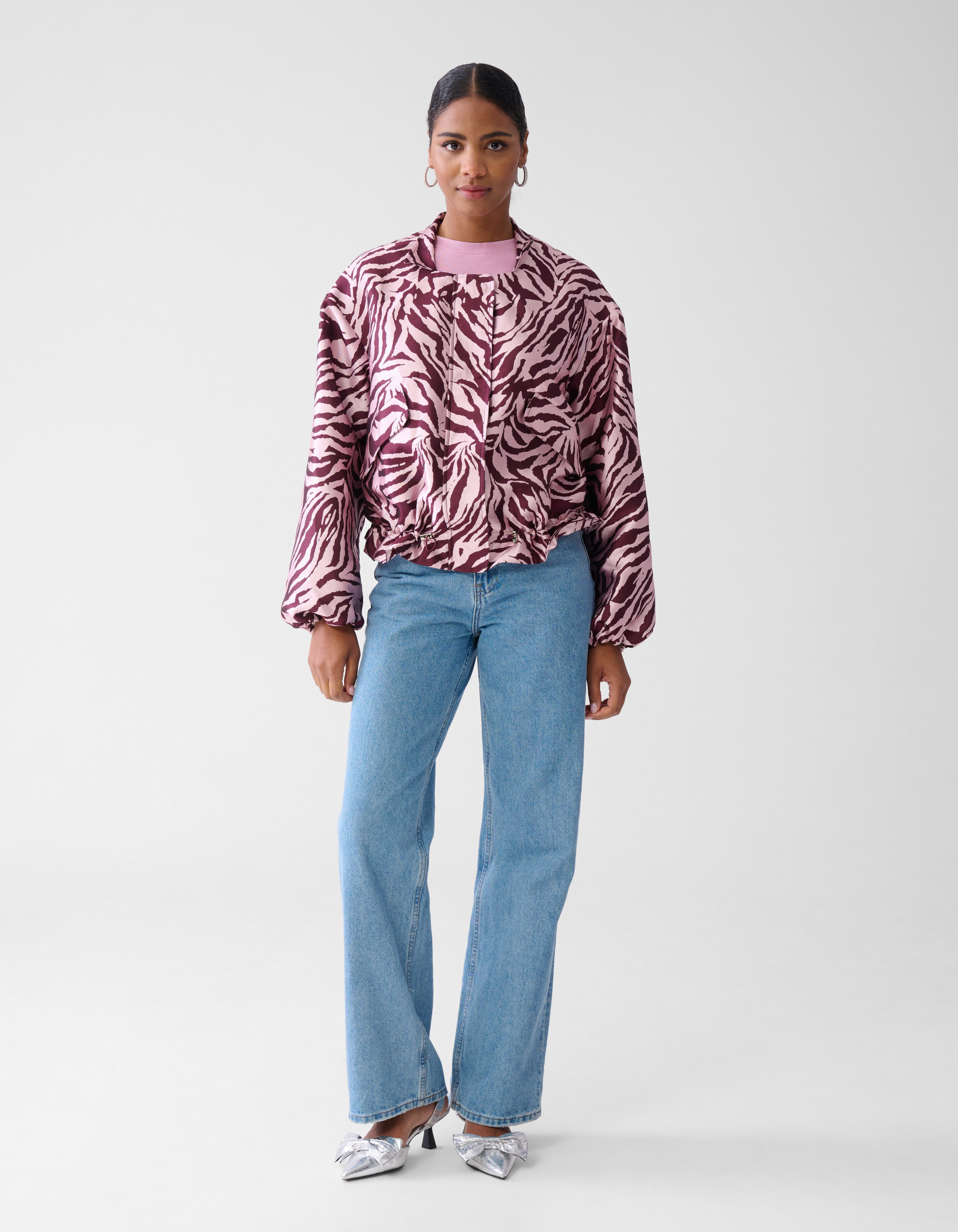 Printed Bomber Donkerrood SHOEBY WOMEN