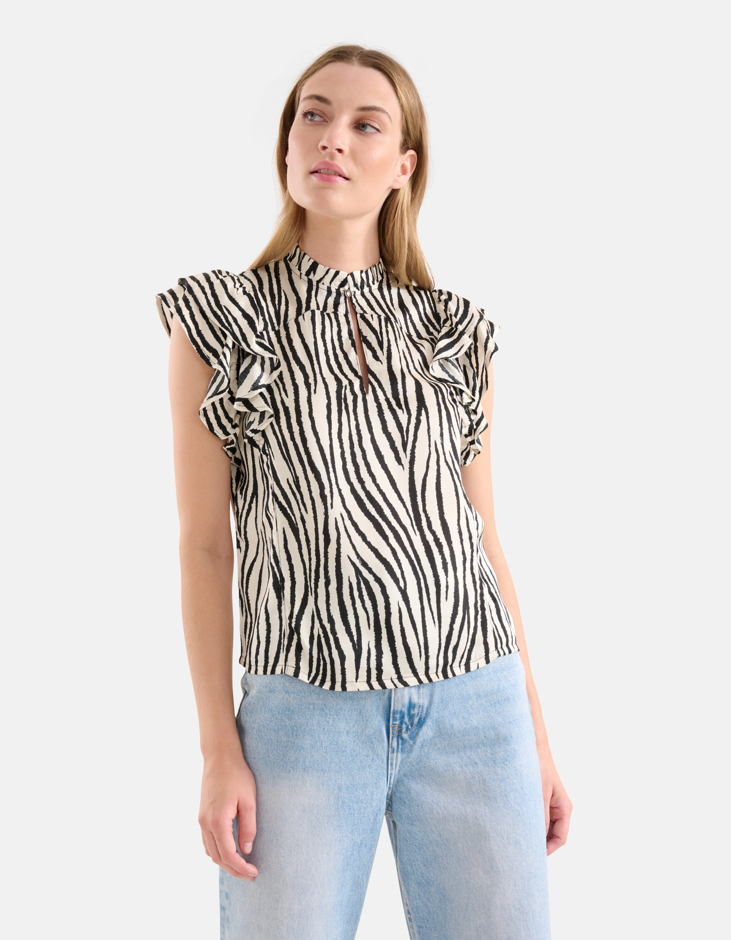 Zebra Printed Top Zwart/Wit SHOEBY WOMEN