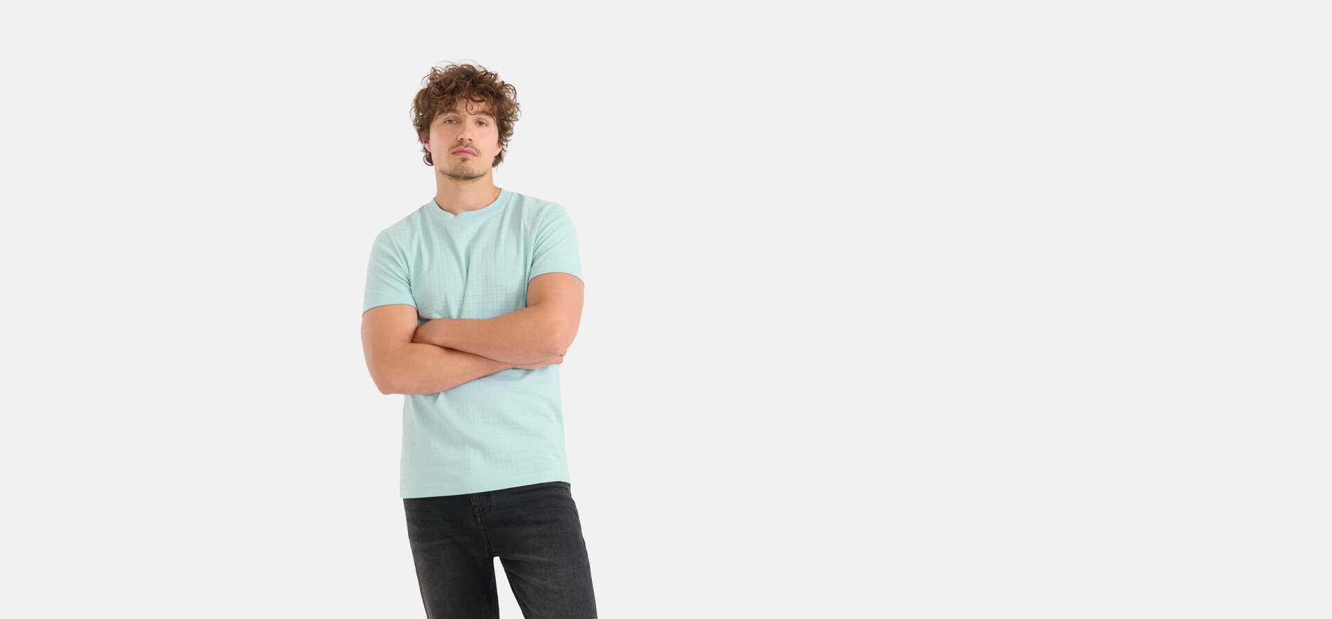Structuur T-shirt Lichtgroen SHOEBY MEN