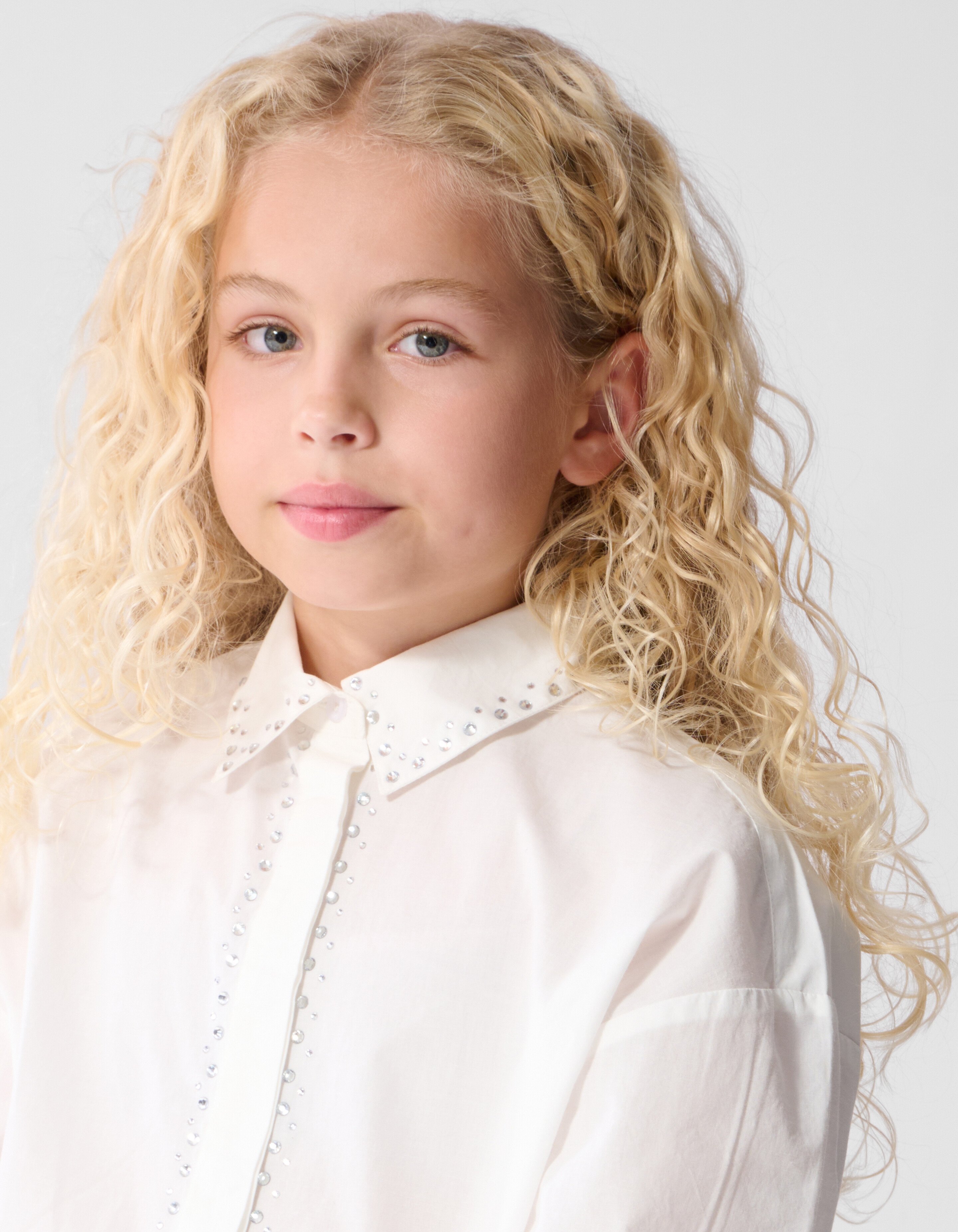 Strass Collar Blouse Wit SHOEBY GIRLS