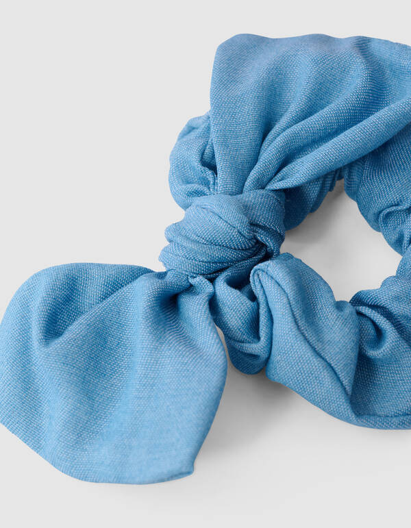 Denim Strik Scrunchie Lichtblauw SHOEBY ACCESSOIRES