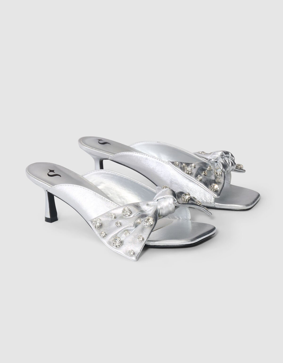 Strass Strik Slipper Hakken Zilver SHOEBY SHOES