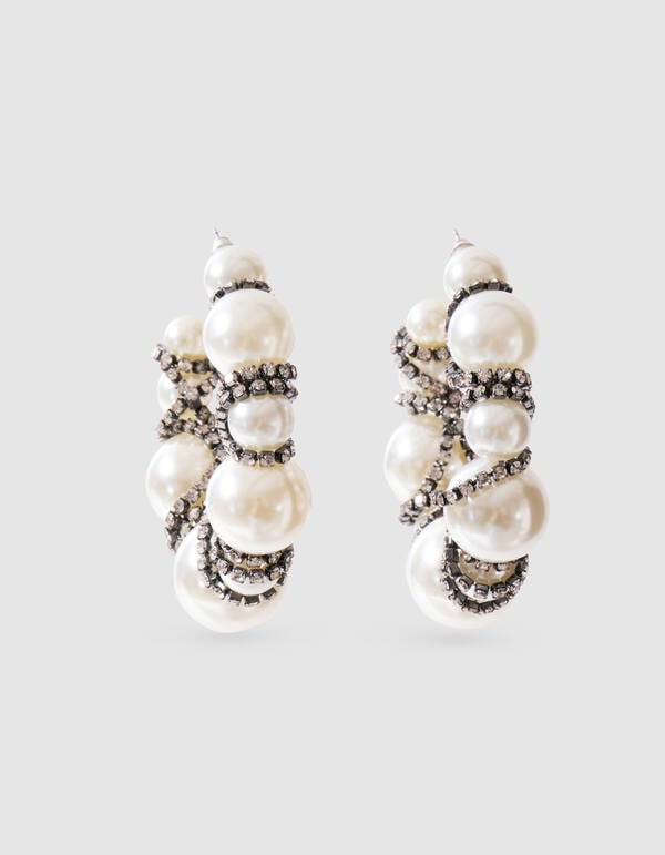 Parel Hoops Oorbellen Gebroken Wit SHOEBY ACCESSOIRES
