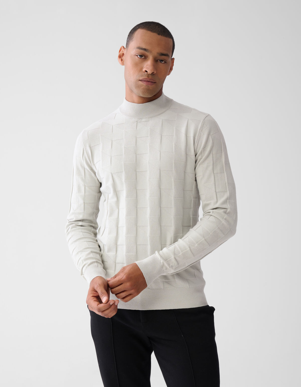 Pied De Poule Trui Lichtgrijs SHOEBY MEN