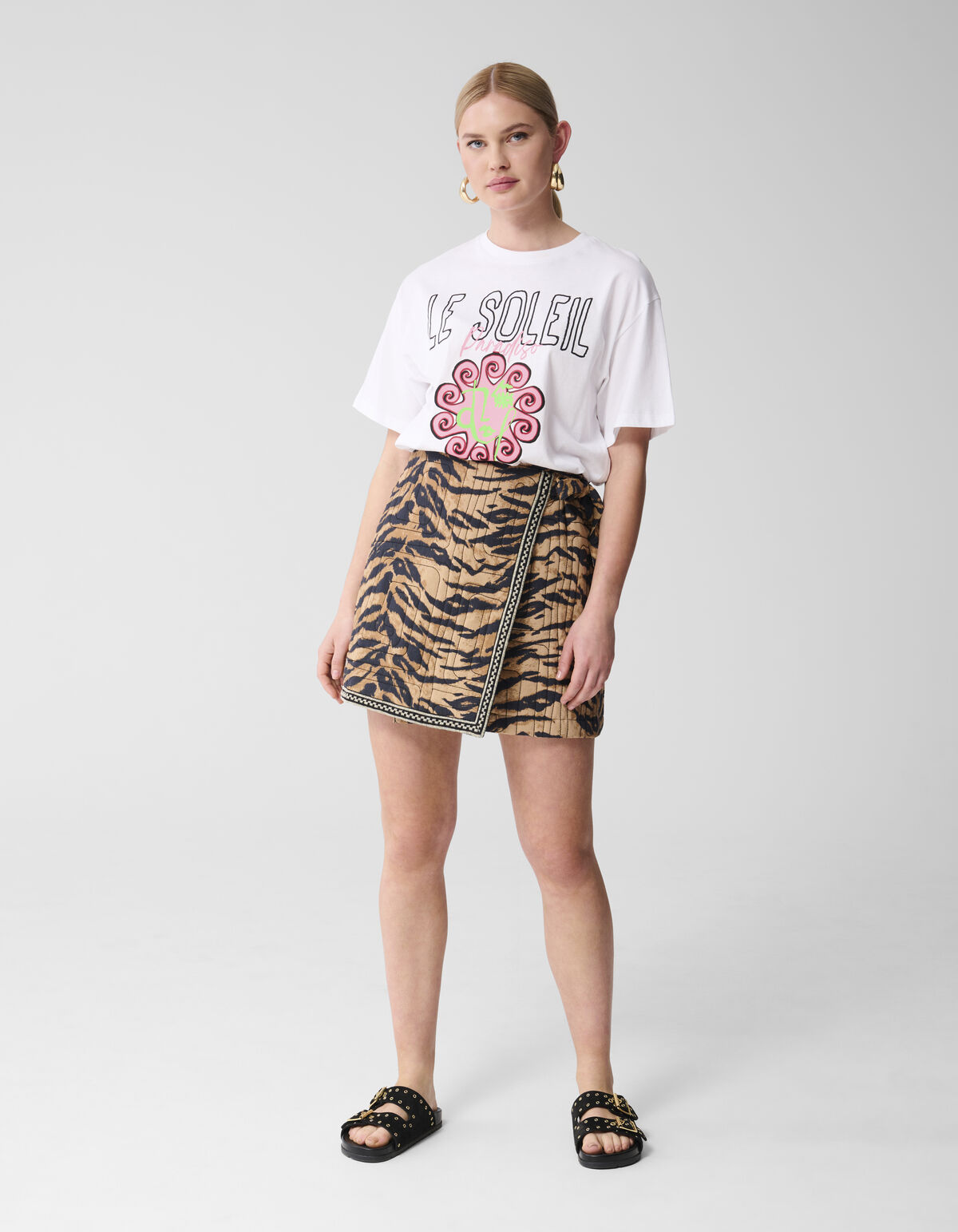 Quilted Tijger Mini Rok Bruin SHOEBY WOMEN