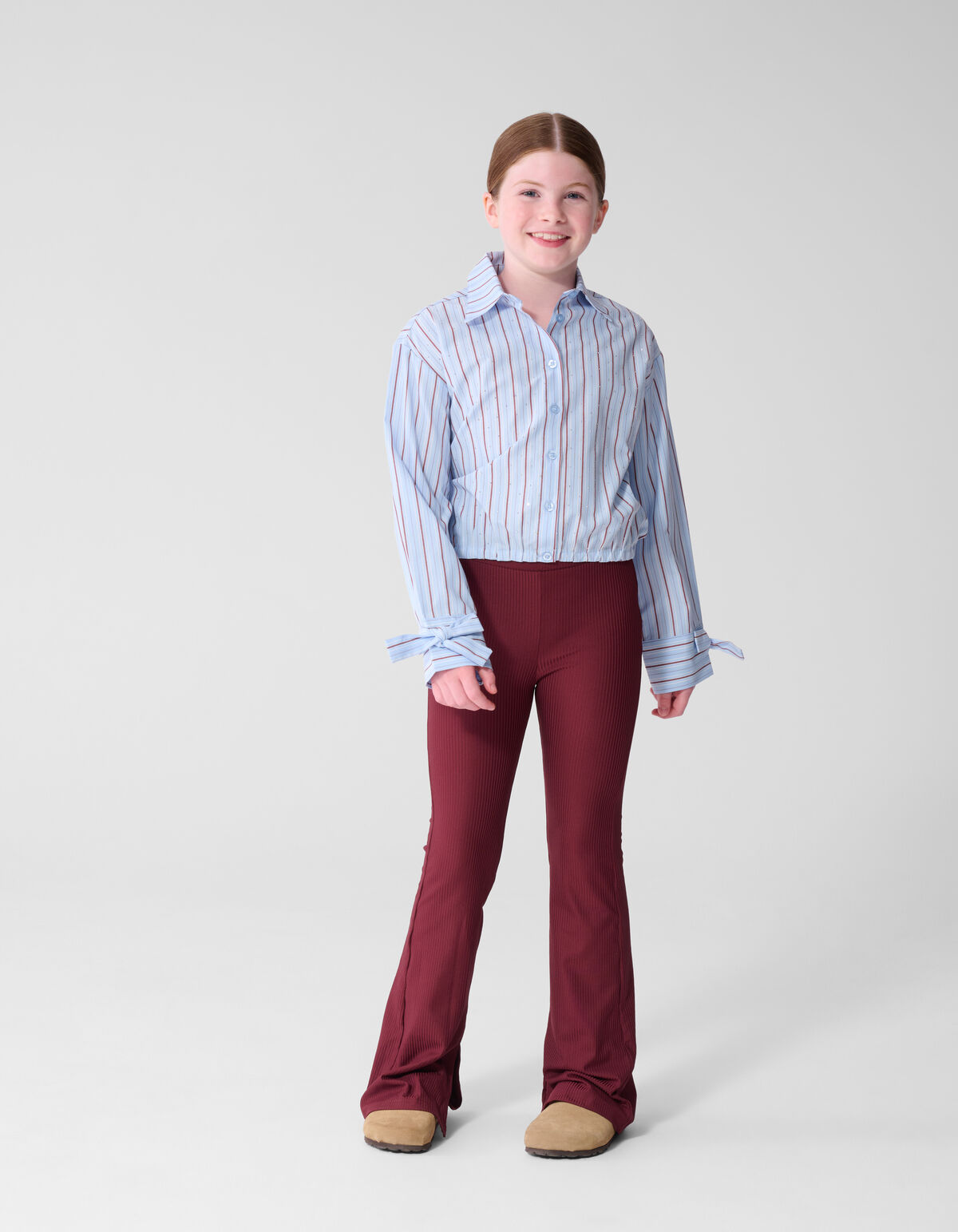 Solid Rib Flared Fit Legging Donkerrood SHOEBY GIRLS