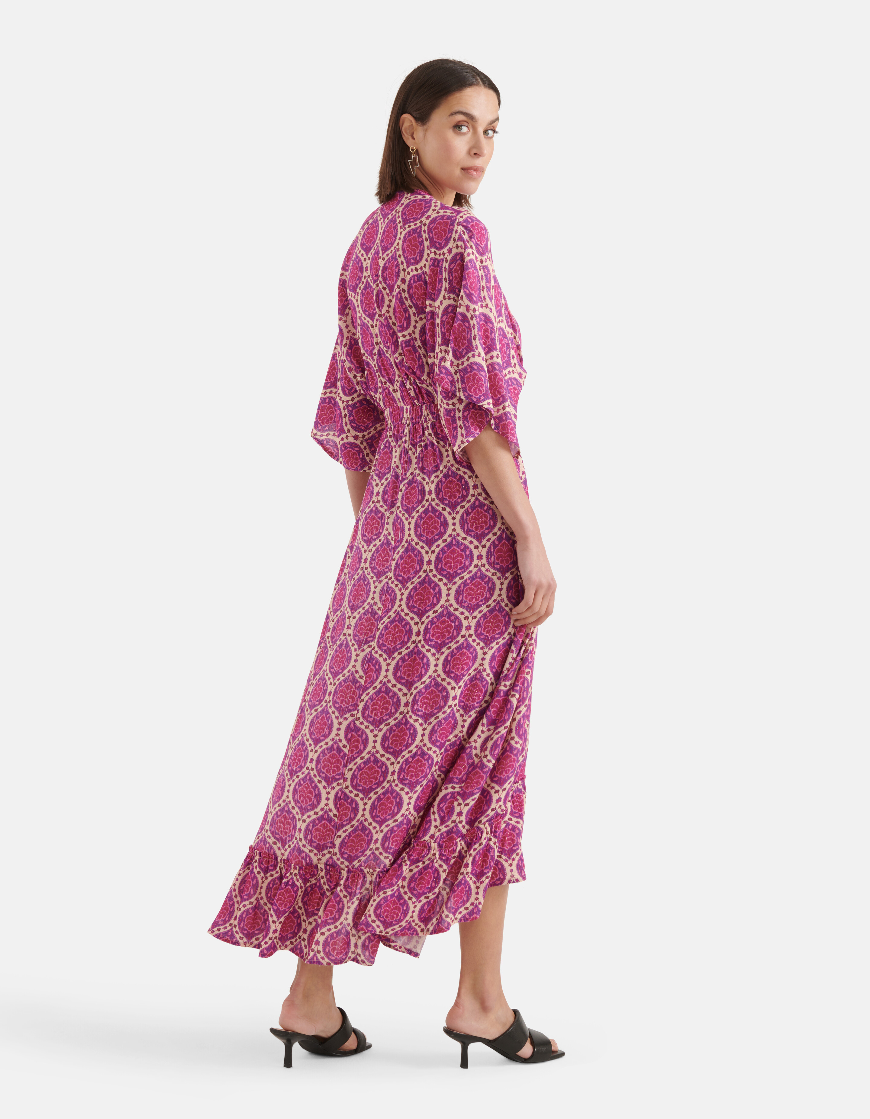 Grafische Lurex Maxi Jurk Paars SHOEBY WOMEN