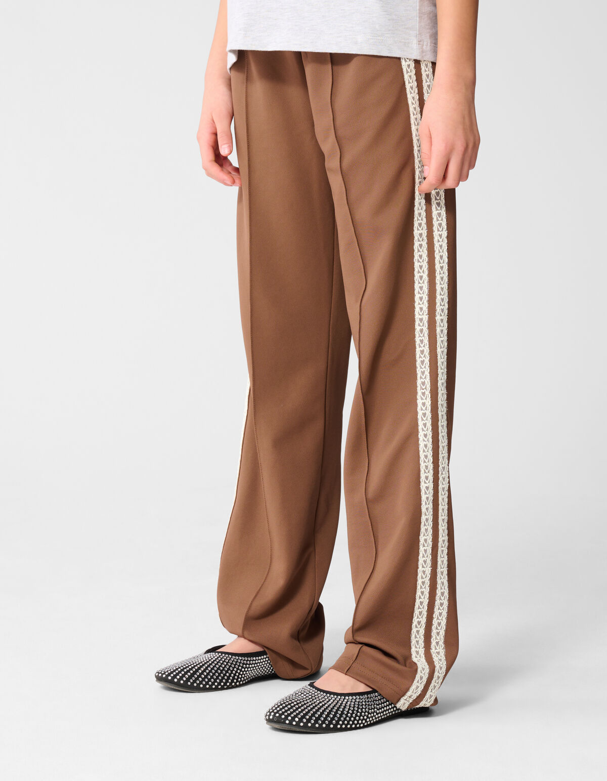 Sporty Wide Leg Fit Broek Bruin SHOEBY GIRLS