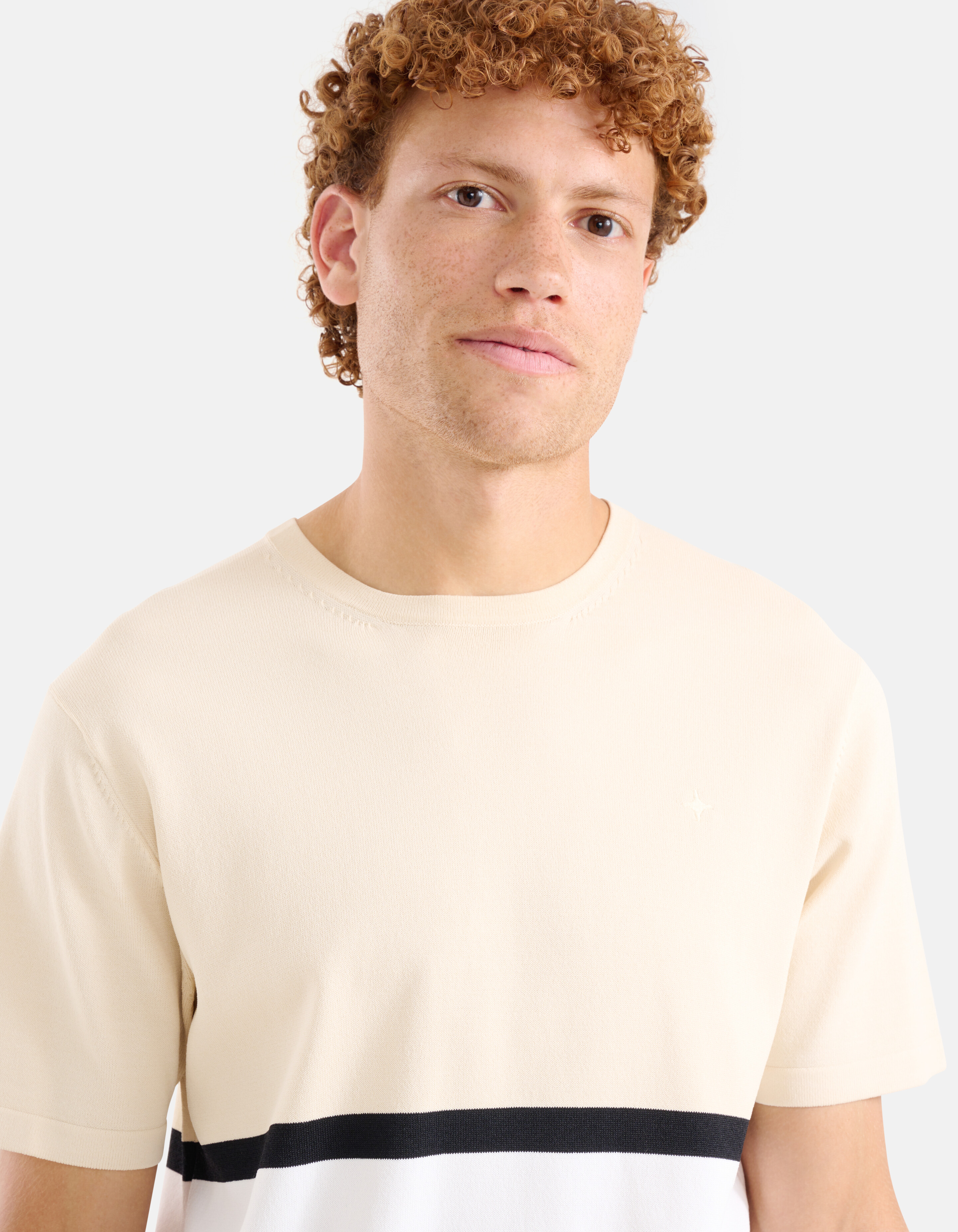 Gebreid Colorblock T-shirt Wit SHOEBY MEN