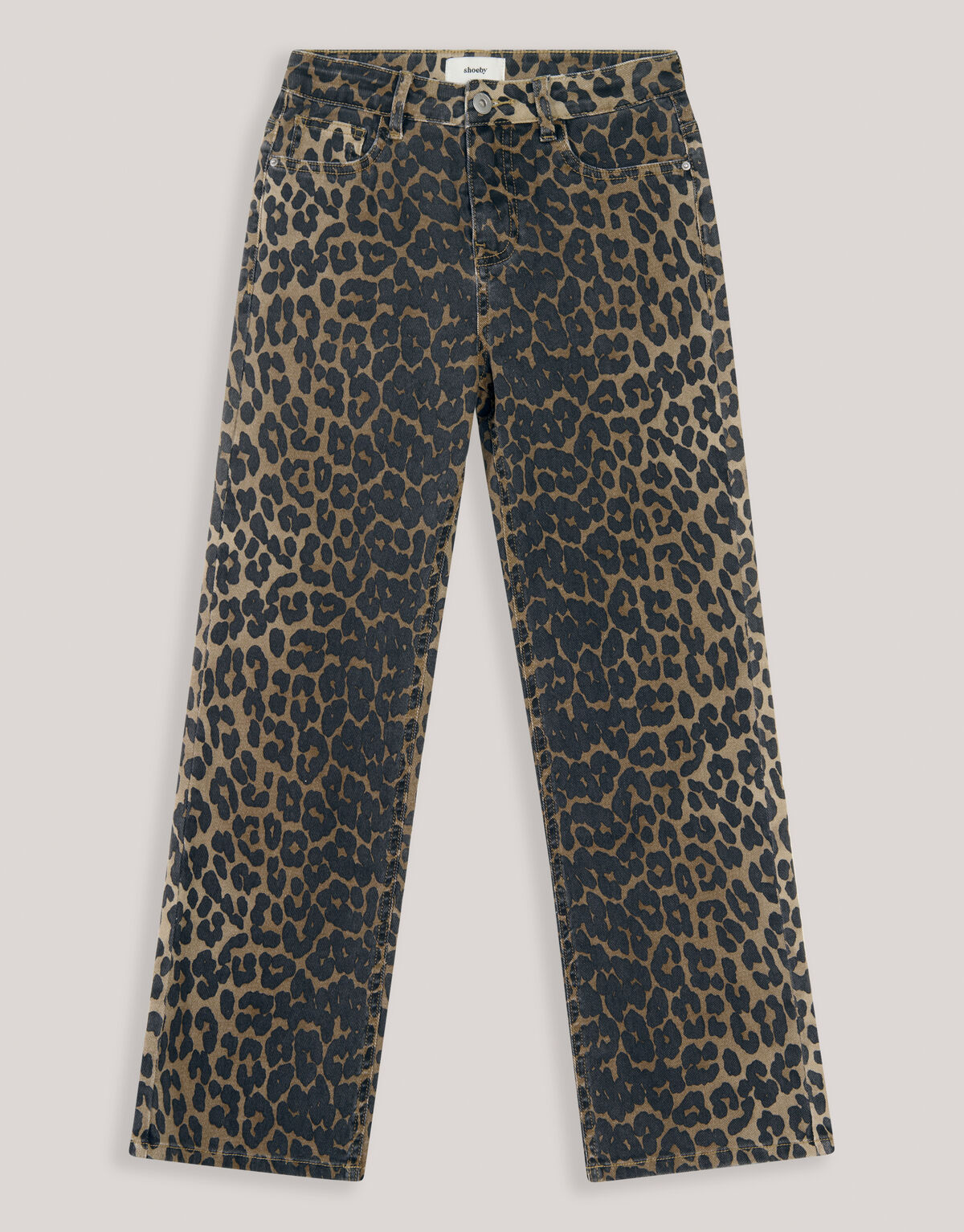 Leopard Straight Fit Broek Bruin SHOEBY GIRLS