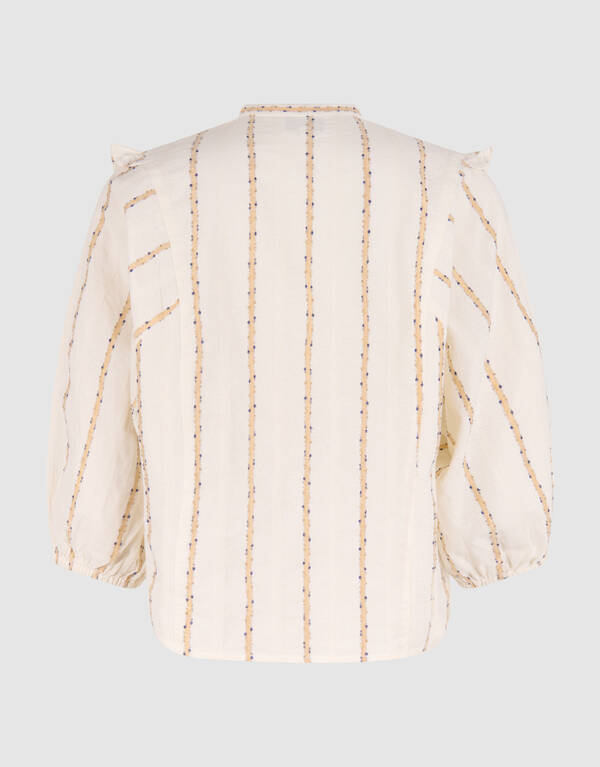 Jacquard Ruffle Blouse Gebroken Wit SHOEBY WOMEN