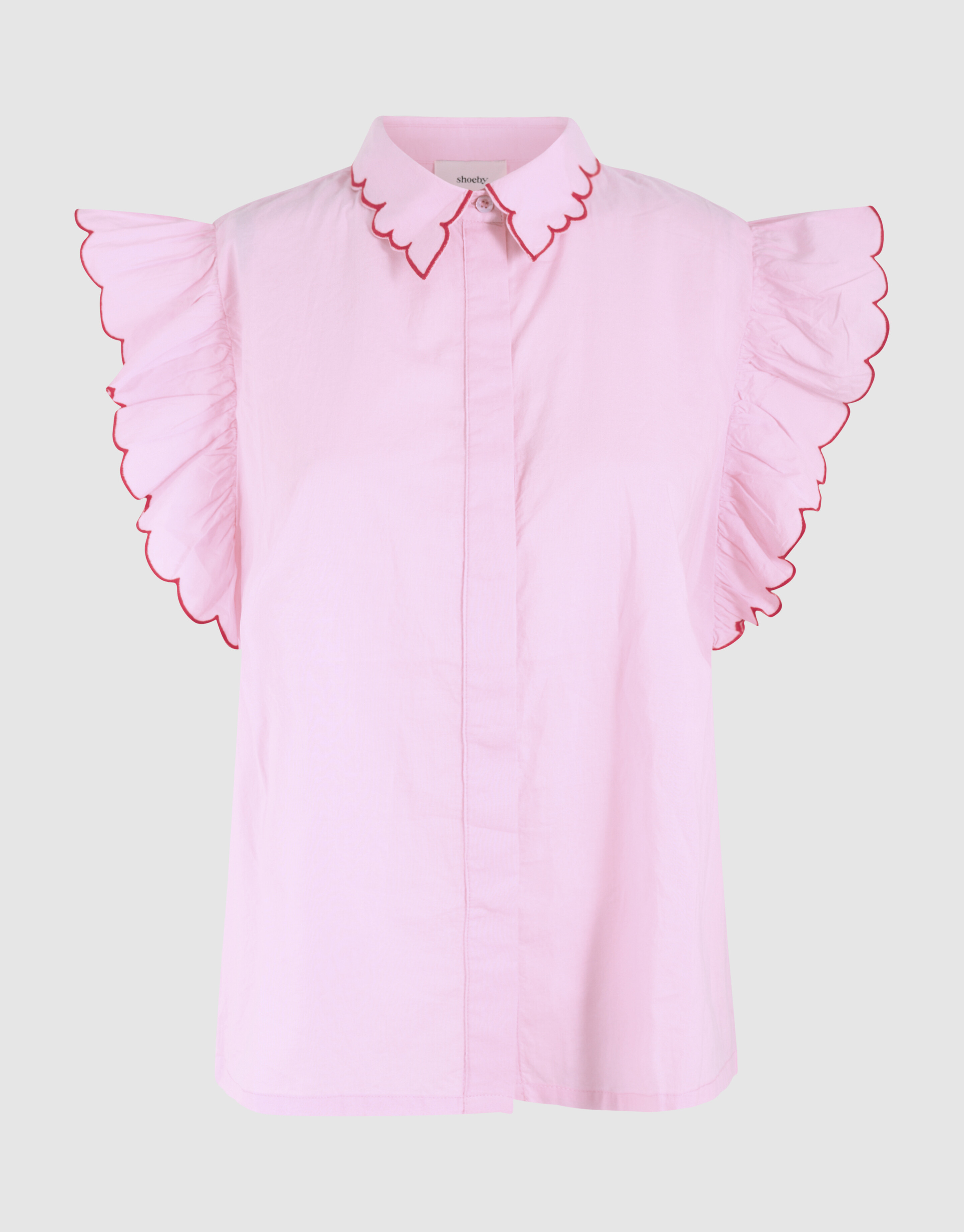 Embroidery Ruffle Top Roze SHOEBY WOMEN