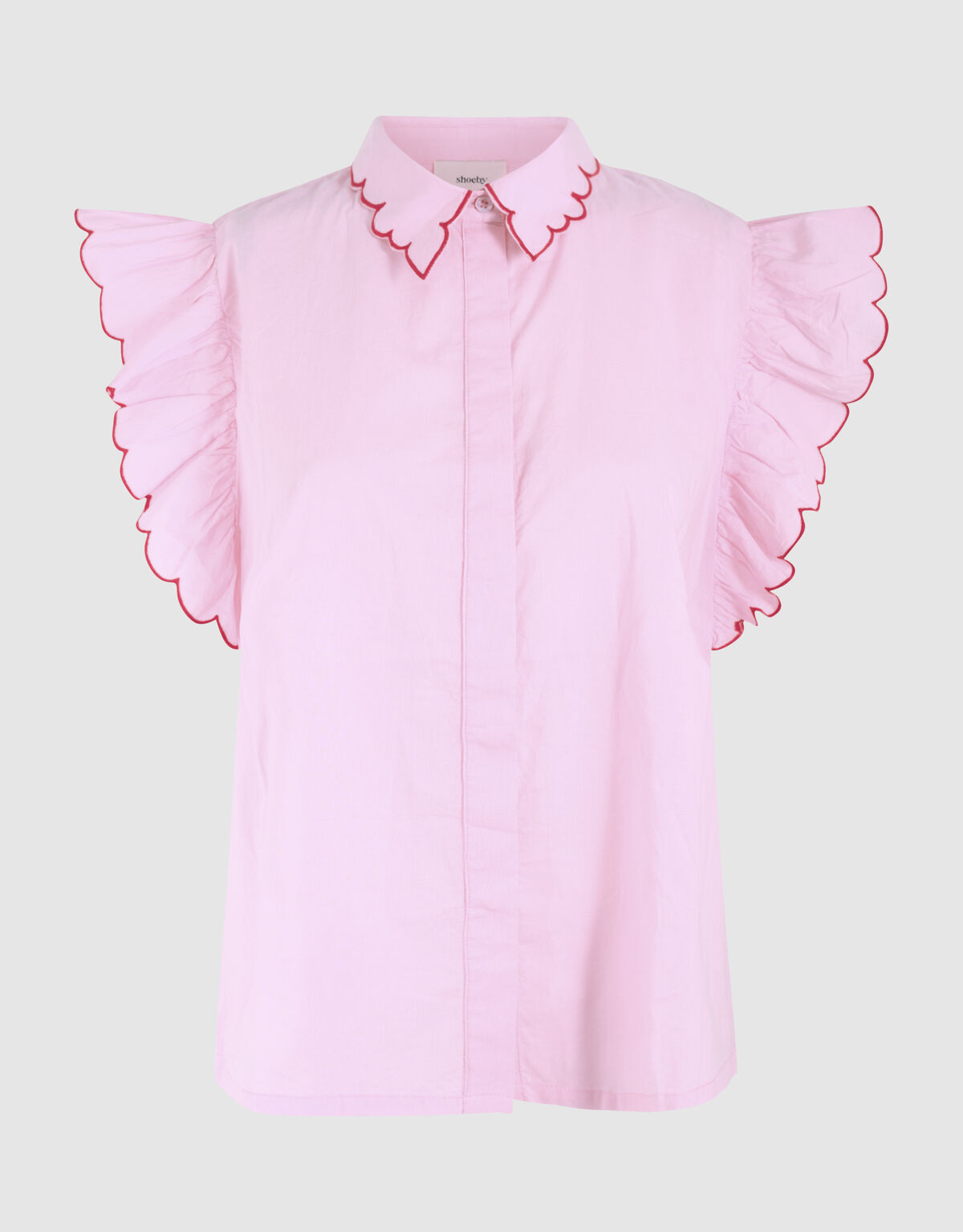 Embroidery Ruffle Top Roze SHOEBY WOMEN