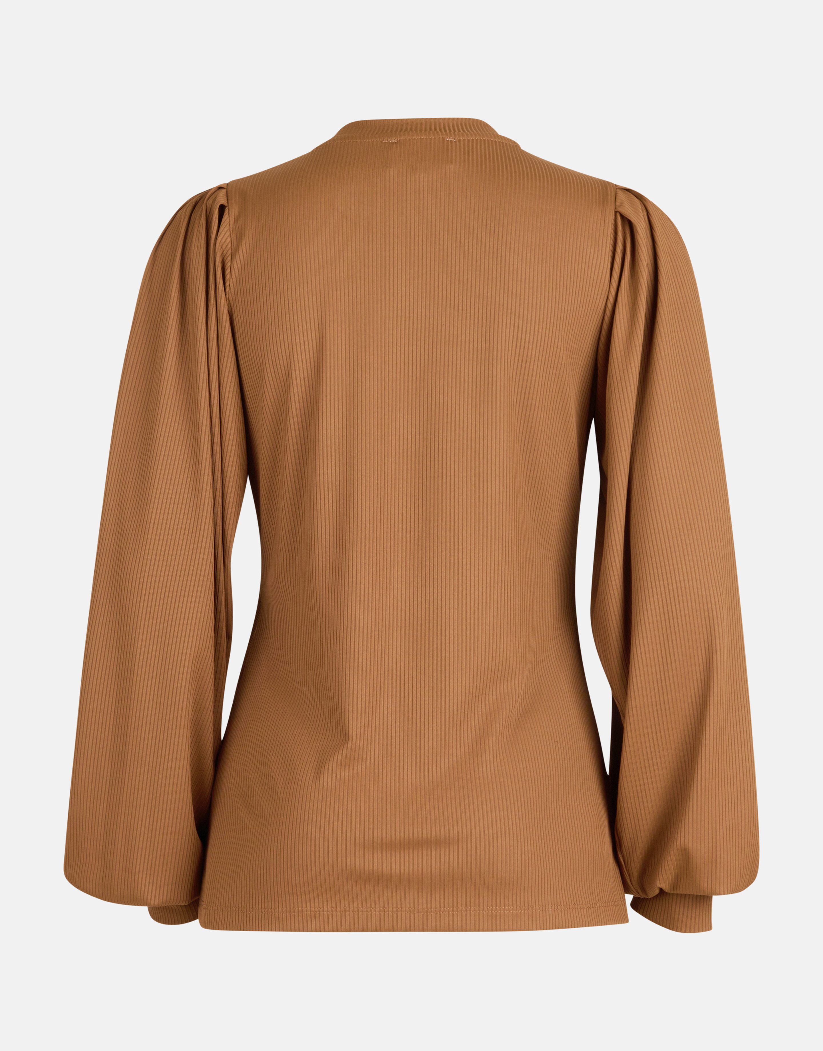Rib Jersey Lange Mouwen T-shirt Bruin SHOEBY WOMEN
