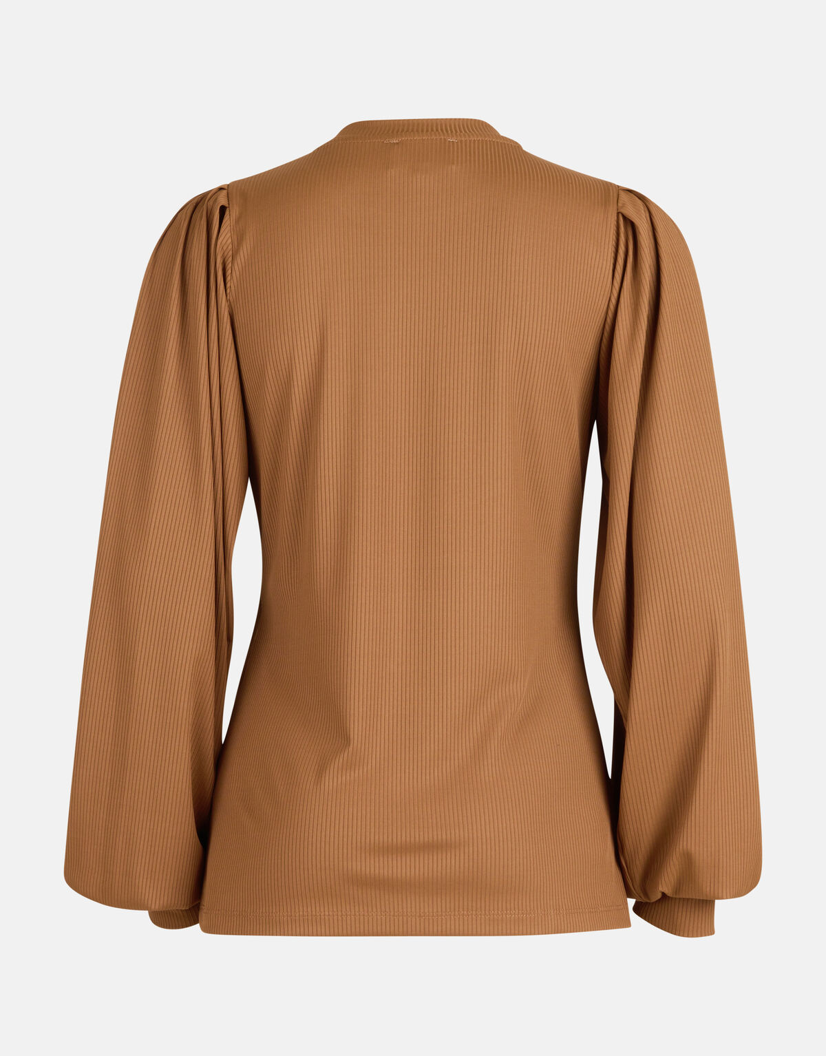 Rib Jersey Lange Mouwen T-shirt Bruin SHOEBY WOMEN