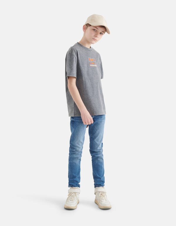 Washed T-shirt Lichtgrijs SHOEBY BOYS