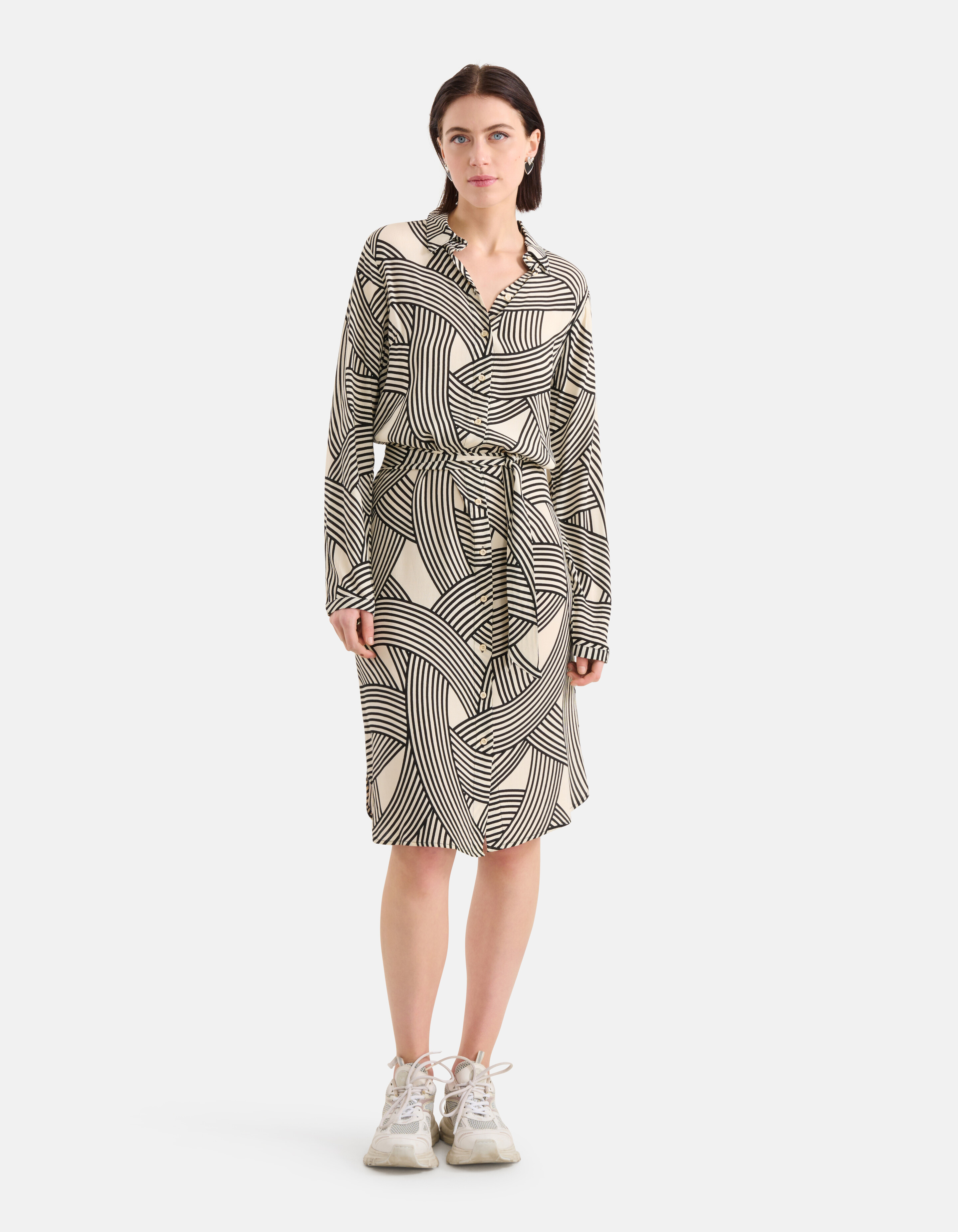 Printed Midi Jurk Gebroken Wit SHOEBY WOMEN