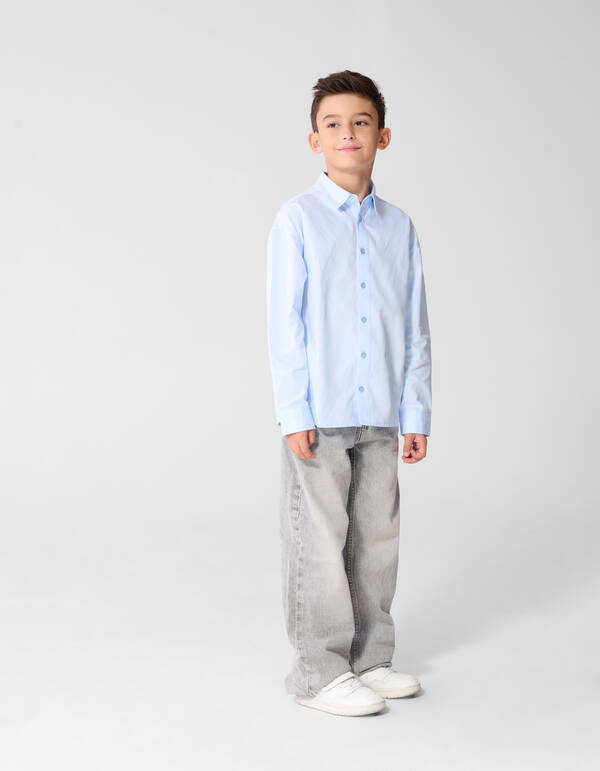 Oversized Basis Overhemd Lichtblauw SHOEBY BOYS