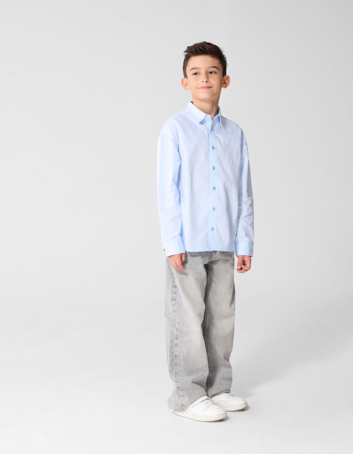 Oversized Basis Overhemd Lichtblauw SHOEBY BOYS