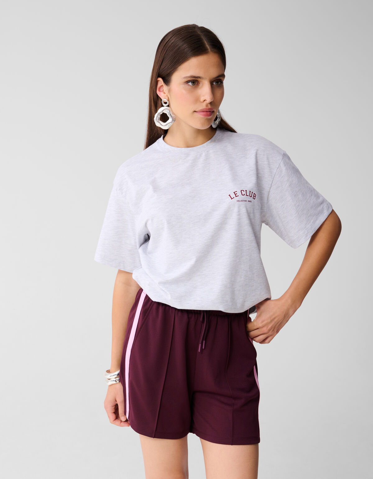 Oversized Le Club Artwork T-shirt Lichtgrijs SHOEBY WOMEN
