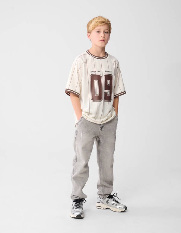 Oversized Sporty T-shirt Gebroken Wit SHOEBY BOYS
