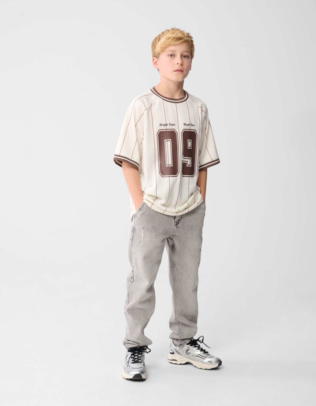 Oversized Sporty T-shirt Gebroken Wit SHOEBY BOYS