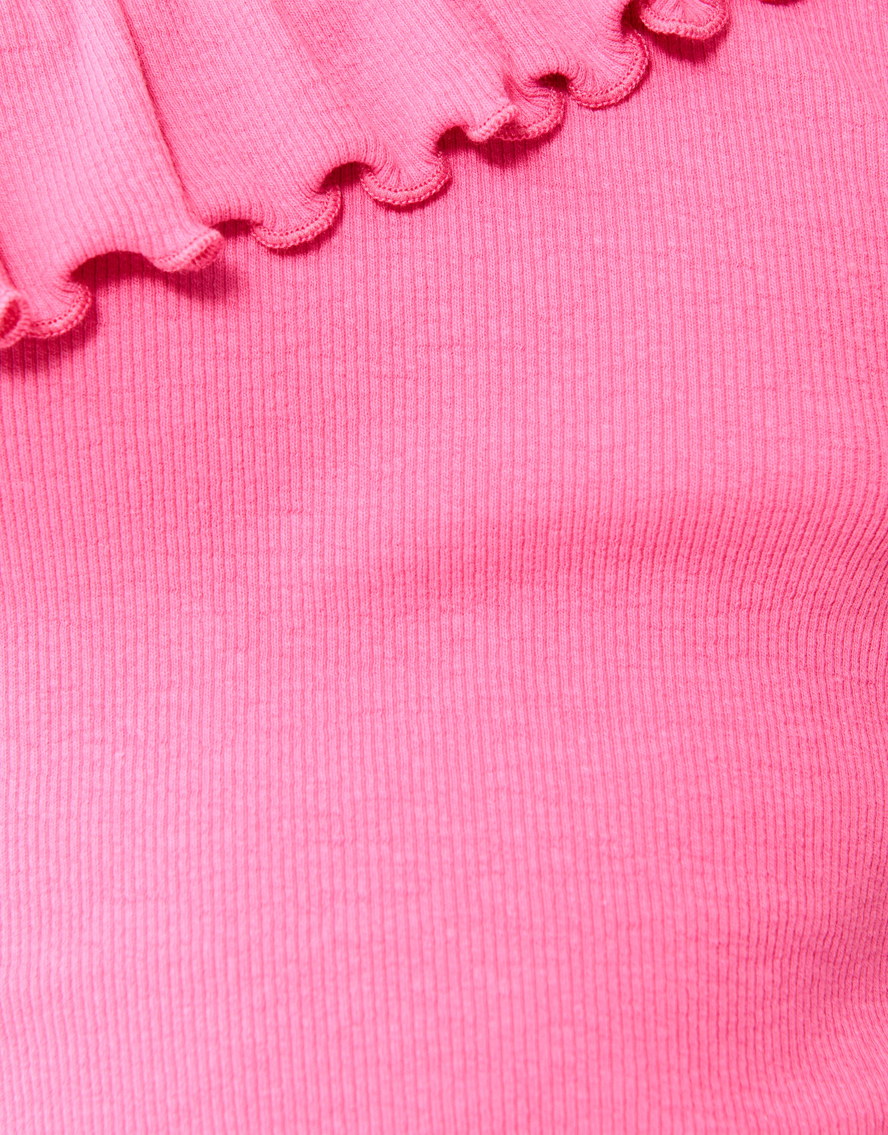 One Shoulder Rib Top Roze SHOEBY GIRLS