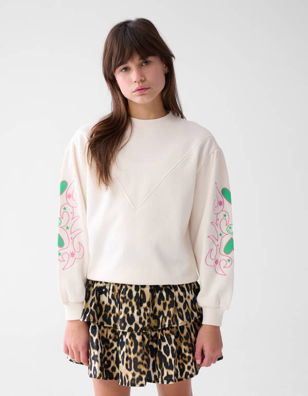 Embroidery Sweater Gebroken Wit SHOEBY GIRLS