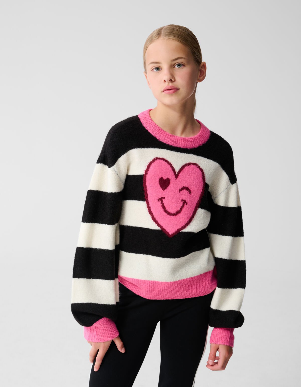 Smile Striped Sweater Zwart SHOEBY GIRLS